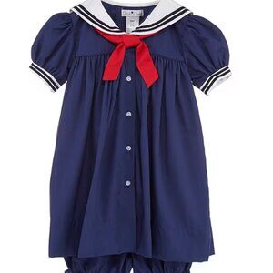 Petit Ami Nautical Sailor Dress in Navy, 24 Months